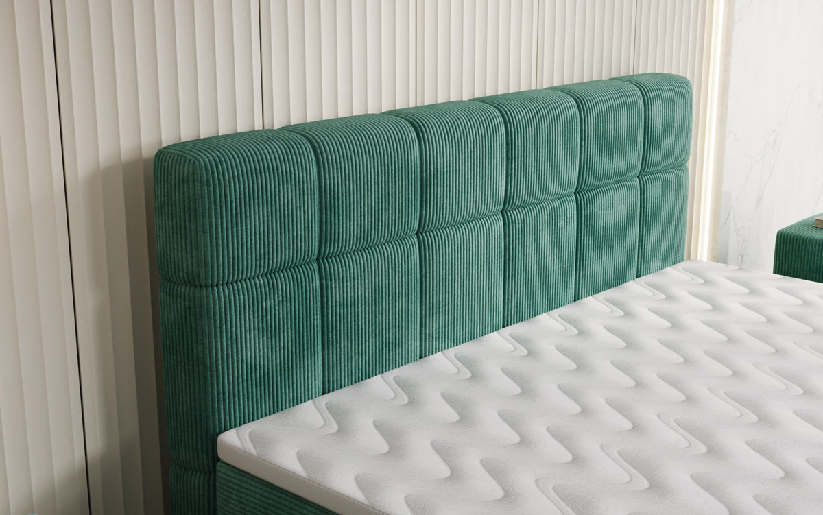 Luxusbetten24 Vera Boxspringbett Cord Design mit hohen Füßen