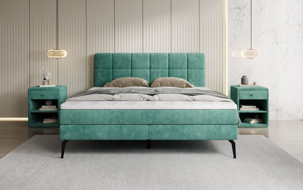 Luxusbetten24 Vera Boxspringbett Cord Design mit hohen Füßen