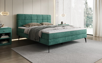 Luxusbetten24 Vera Boxspringbett Cord Design mit hohen Füßen