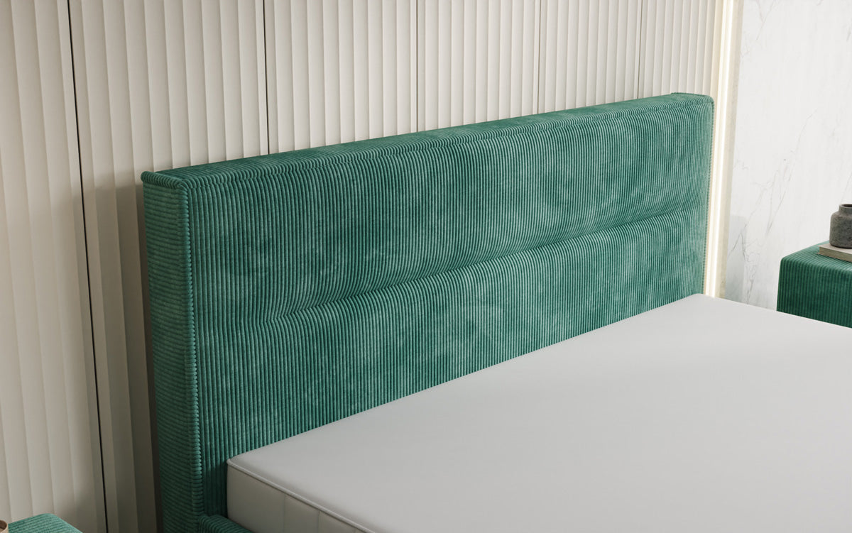 Designer Polsterbett Merry in Cord mit Stauraum