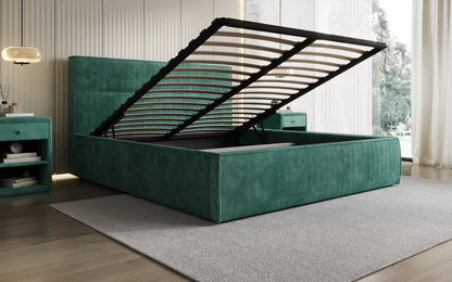 Designer Polsterbett Merry in Cord mit Stauraum