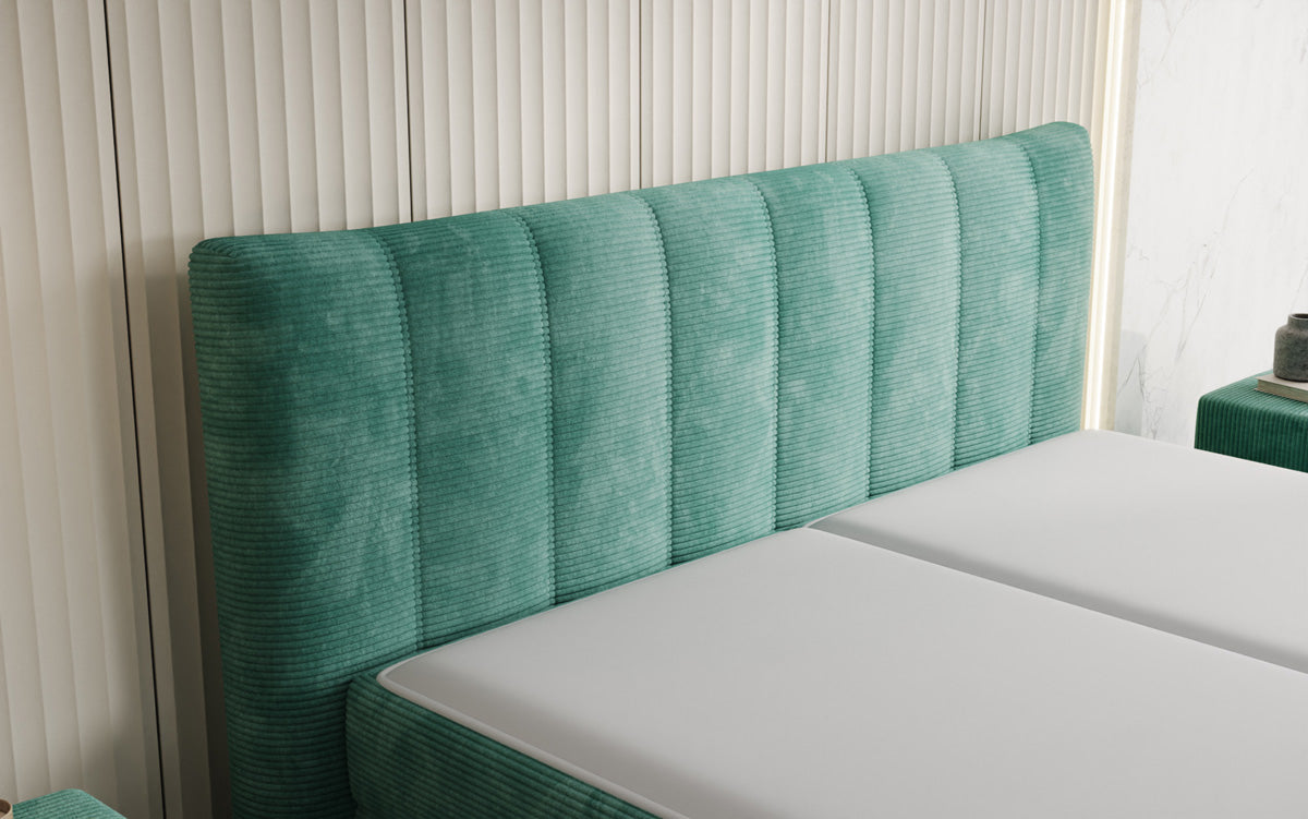 Luxusbetten24 Ines Boxspringbett Cord mit Stauraum 140‑200 cm Größe
