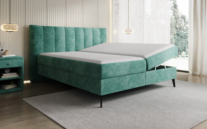 Luxusbetten24 Ines Boxspringbett Cord mit Stauraum 140‑200 cm Größe