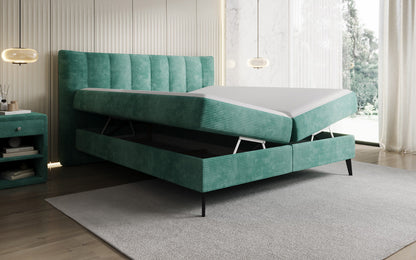 Luxusbetten24 Ines Boxspringbett Cord mit Stauraum 140‑200 cm Größe