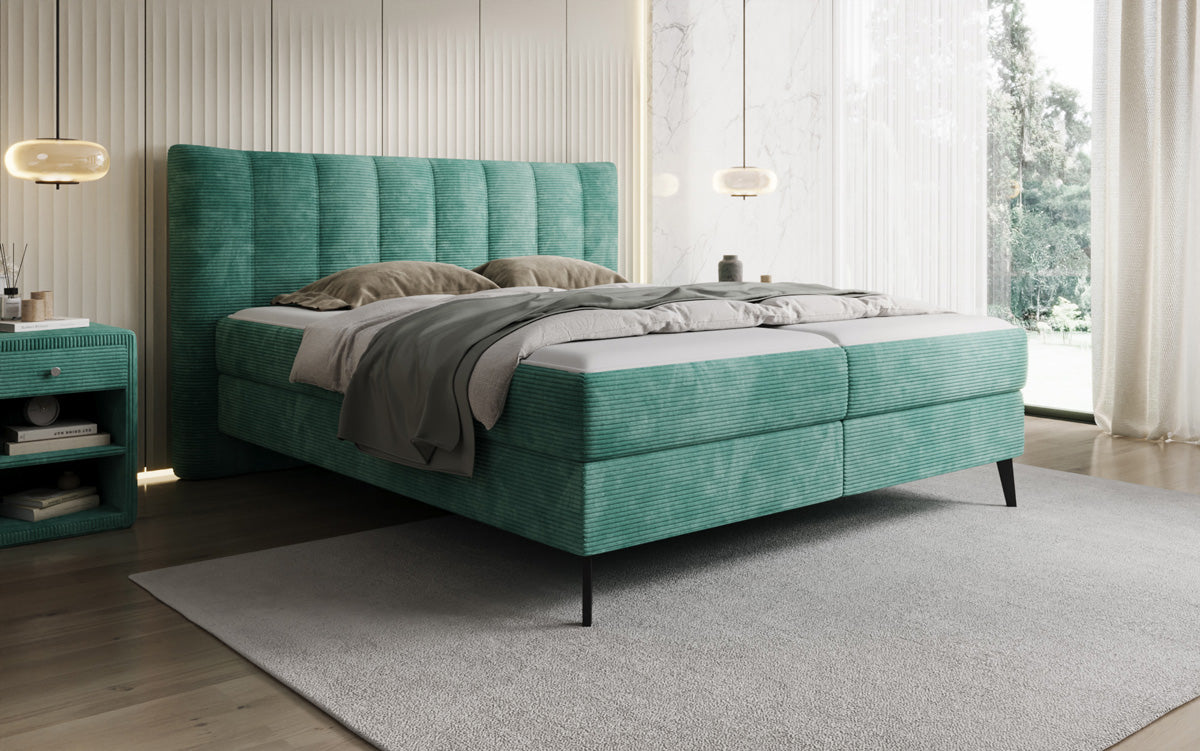 Luxusbetten24 Ines Boxspringbett Cord mit Stauraum 140‑200 cm Größe