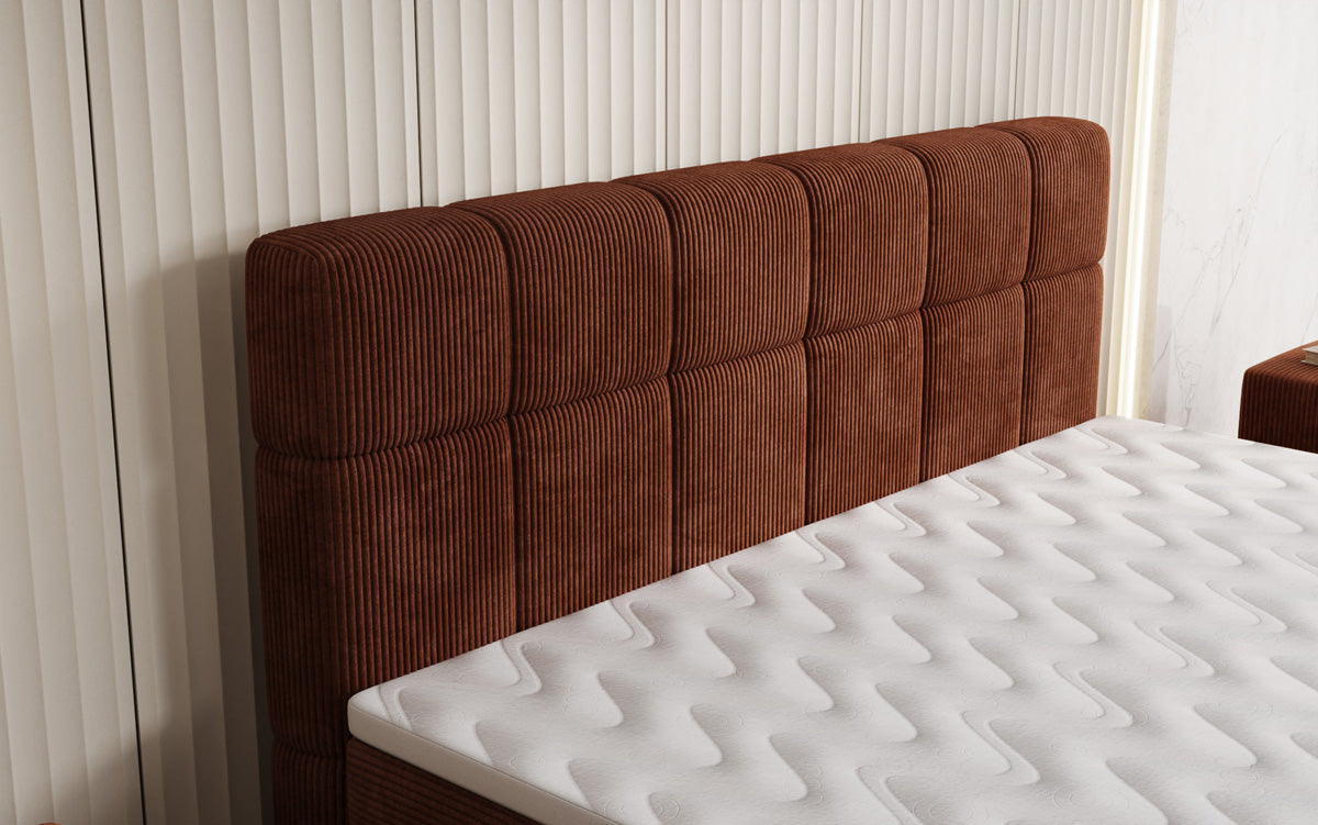 Luxusbetten24 Vera Boxspringbett Cord Design mit hohen Füßen