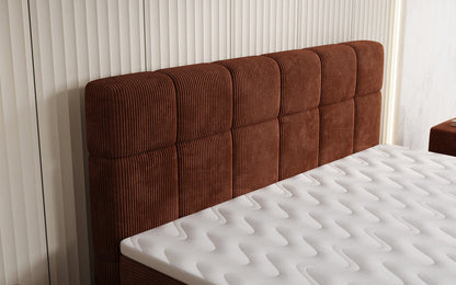 Luxusbetten24 Vera Boxspringbett Cord Design mit hohen Füßen