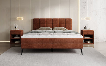 Luxusbetten24 Vera Boxspringbett Cord Design mit hohen Füßen