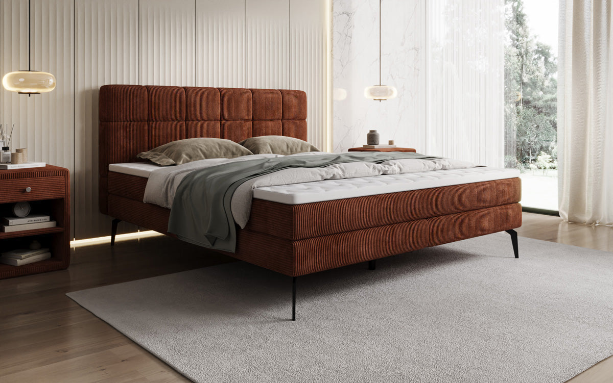 Luxusbetten24 Vera Boxspringbett Cord Design mit hohen Füßen