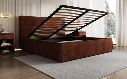Designer Polsterbett Merry in Cord mit Stauraum