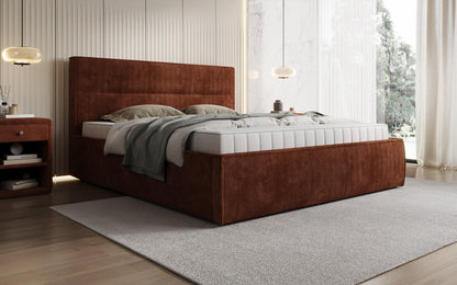 Designer Polsterbett Merry in Cord mit Stauraum