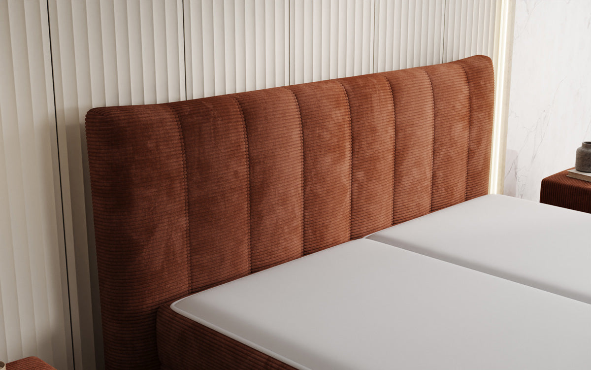 Luxusbetten24 Ines Boxspringbett Cord mit Stauraum 140‑200 cm Größe