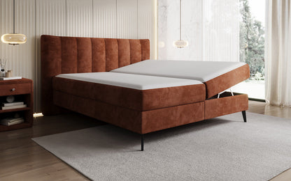 Luxusbetten24 Ines Boxspringbett Cord mit Stauraum 140‑200 cm Größe