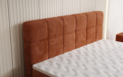 Luxusbetten24 Vera Boxspringbett Cord Design mit hohen Füßen