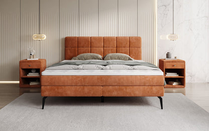 Luxusbetten24 Vera Boxspringbett Cord Design mit hohen Füßen