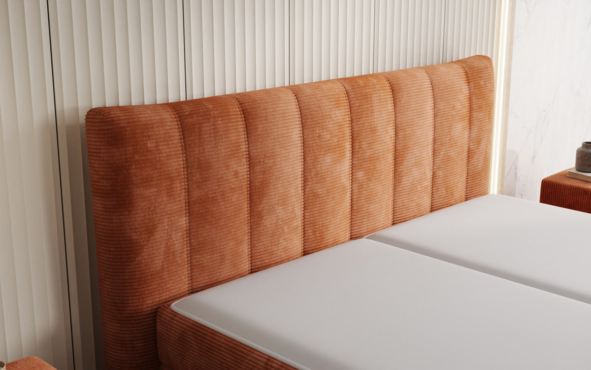 Luxusbetten24 Ines Boxspringbett Cord mit Stauraum 140‑200 cm Größe