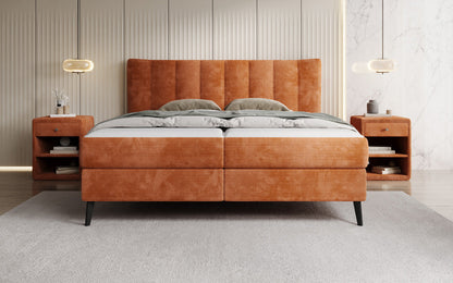 Luxusbetten24 Ines Boxspringbett Cord mit Stauraum 140‑200 cm Größe