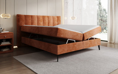 Luxusbetten24 Ines Boxspringbett Cord mit Stauraum 140‑200 cm Größe