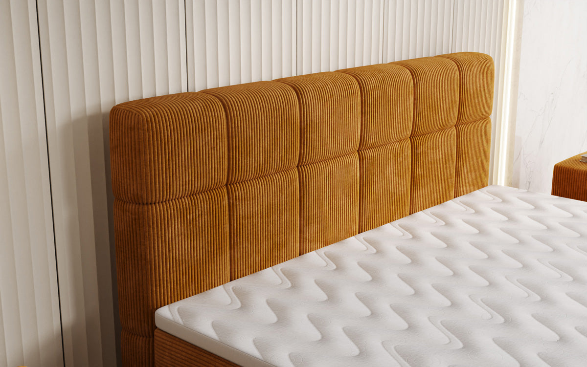 Luxusbetten24 Vera Boxspringbett Cord Design mit hohen Füßen