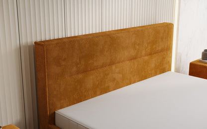 Designer Polsterbett Merry in Cord mit Stauraum