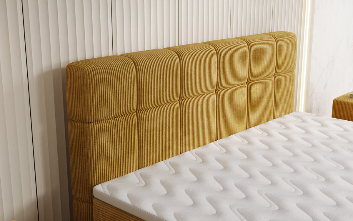 Luxusbetten24 Vera Boxspringbett Cord Design mit hohen Füßen