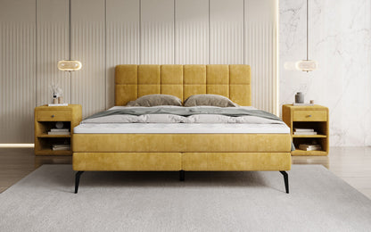Luxusbetten24 Vera Boxspringbett Cord Design mit hohen Füßen