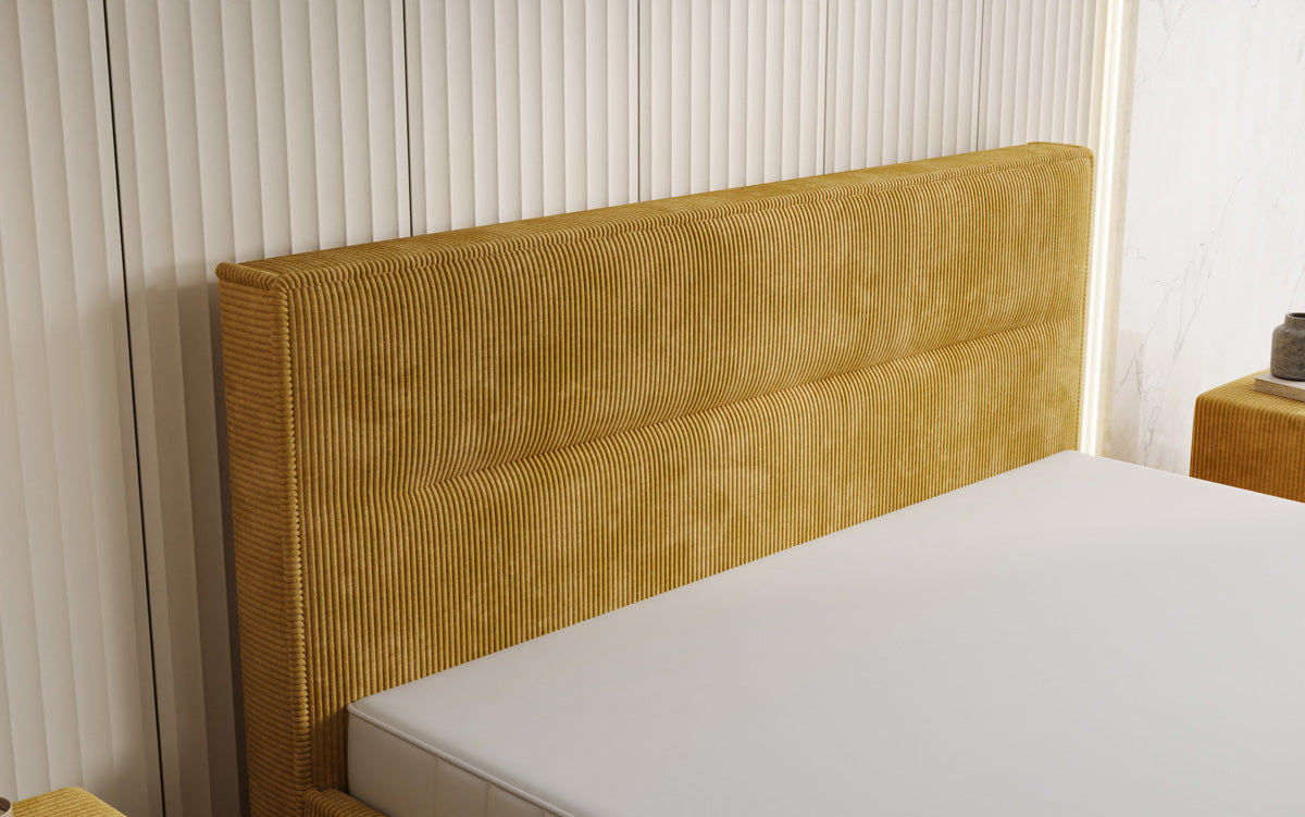 Designer Polsterbett Merry in Cord mit Stauraum