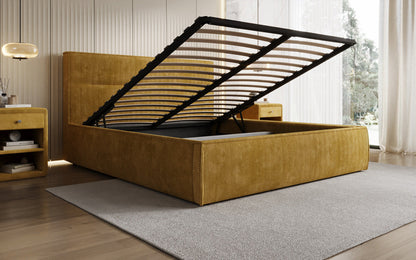 Designer Polsterbett Merry in Cord mit Stauraum