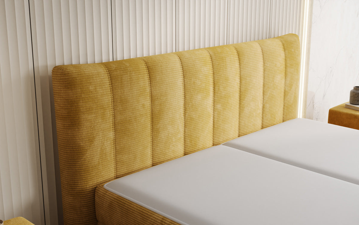 Luxusbetten24 Ines Boxspringbett Cord mit Stauraum 140‑200 cm Größe