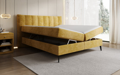 Luxusbetten24 Ines Boxspringbett Cord mit Stauraum 140‑200 cm Größe