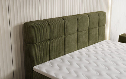 Luxusbetten24 Vera Boxspringbett Cord Design mit hohen Füßen