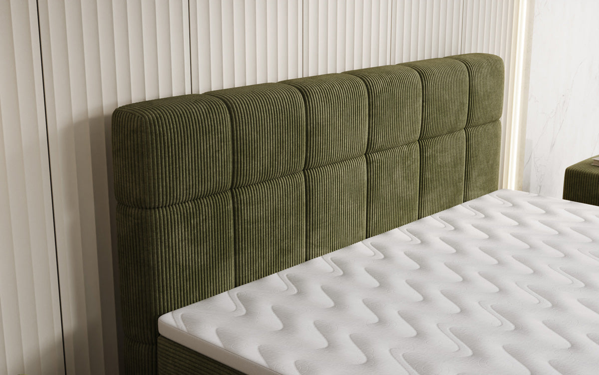 Luxusbetten24 Vera Boxspringbett Cord Design mit hohen Füßen