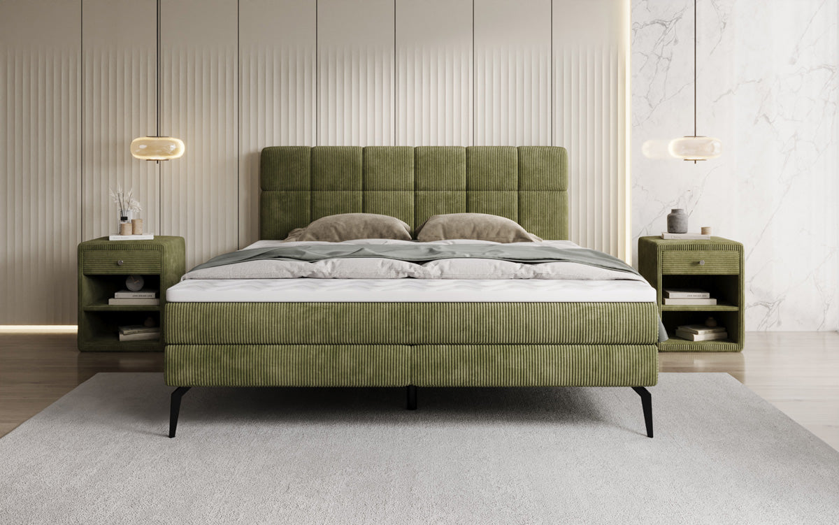 Luxusbetten24 Vera Boxspringbett Cord Design mit hohen Füßen