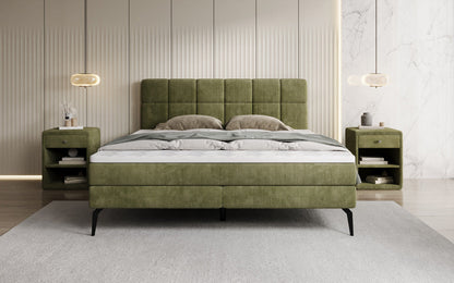Luxusbetten24 Vera Boxspringbett Cord Design mit hohen Füßen