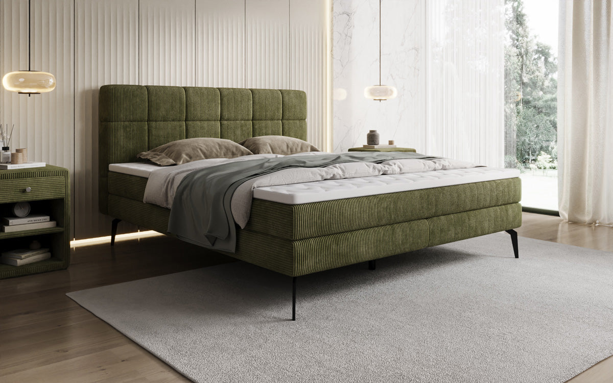 Luxusbetten24 Vera Boxspringbett Cord Design mit hohen Füßen