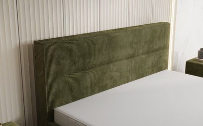 Designer Polsterbett Merry in Cord mit Stauraum