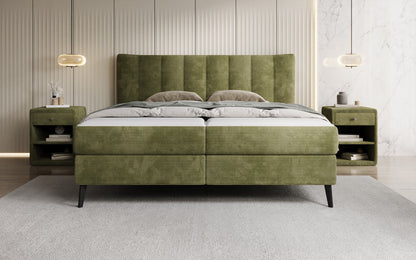 Luxusbetten24 Ines Boxspringbett Cord mit Stauraum 140‑200 cm Größe