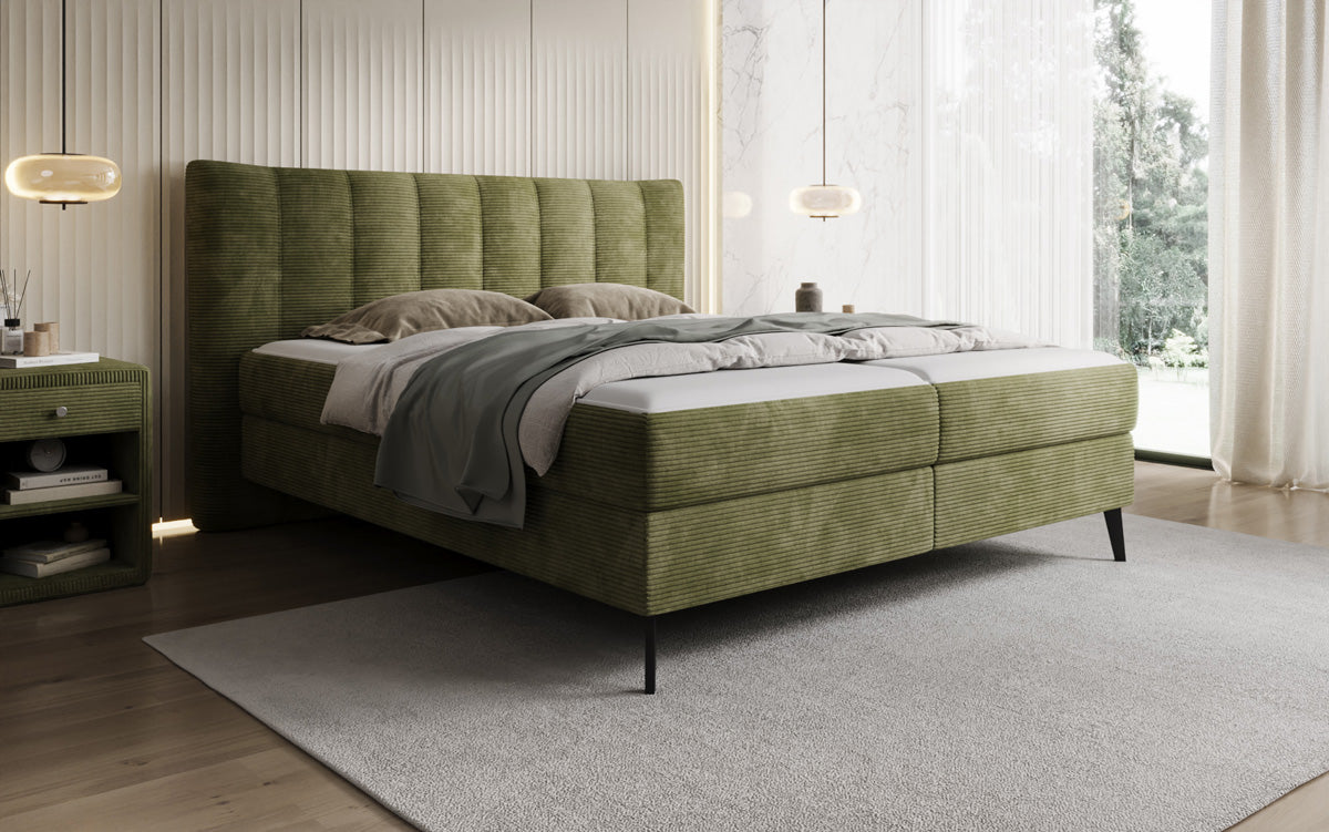 Luxusbetten24 Ines Boxspringbett Cord mit Stauraum 140‑200 cm Größe
