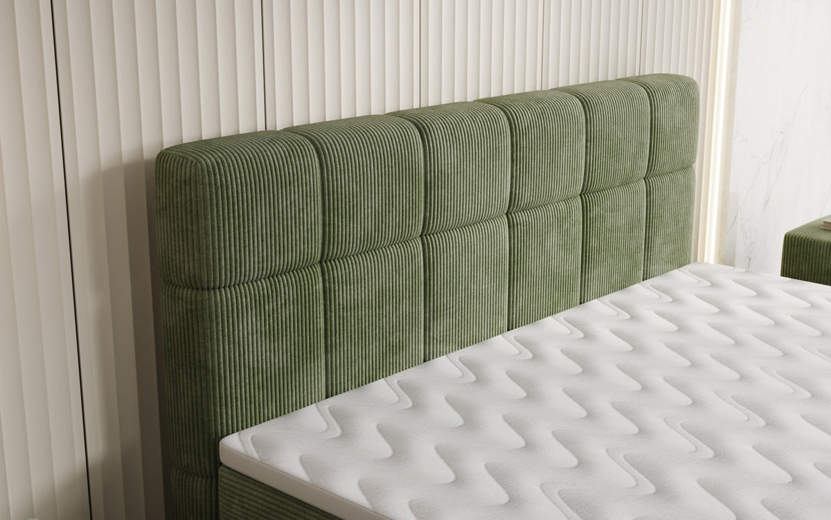 Luxusbetten24 Vera Boxspringbett Cord Design mit hohen Füßen