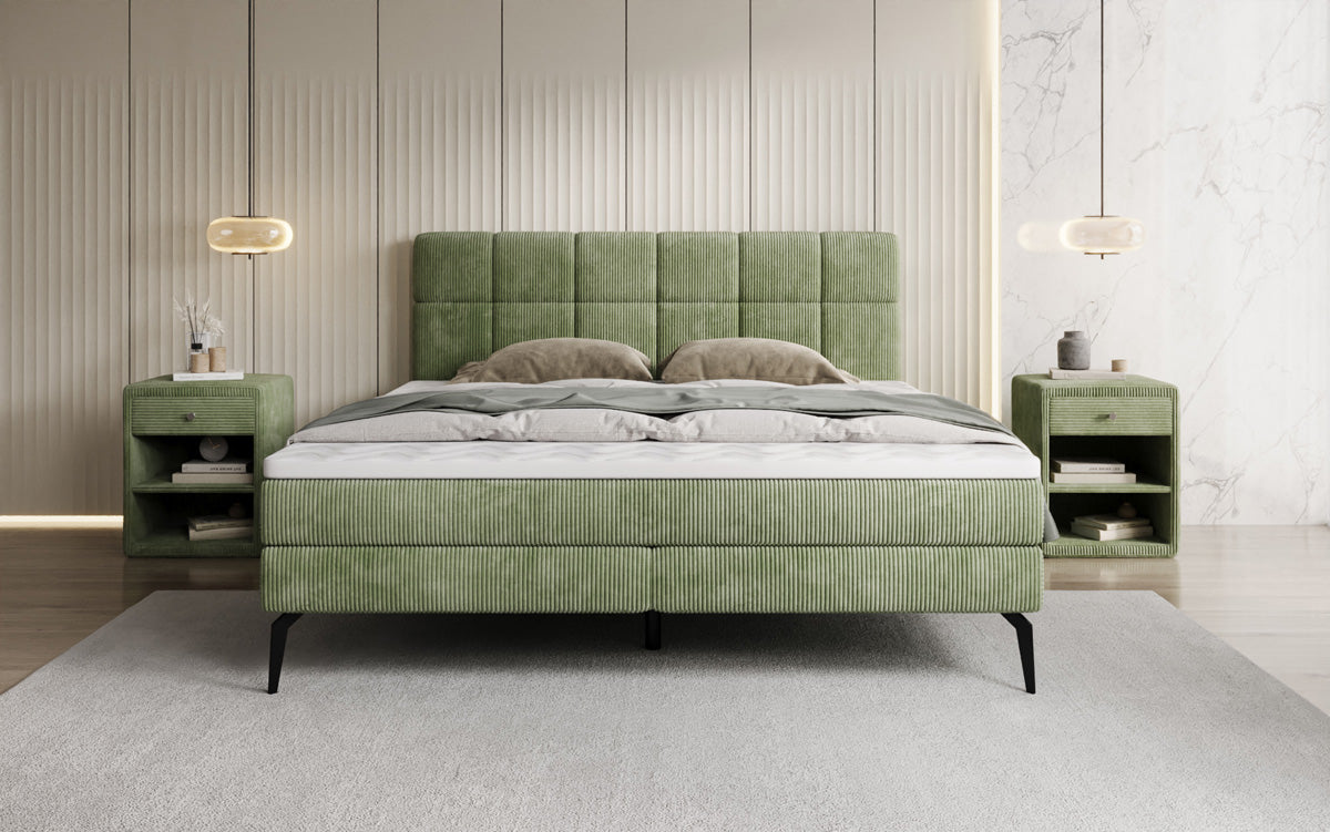 Luxusbetten24 Vera Boxspringbett Cord Design mit hohen Füßen