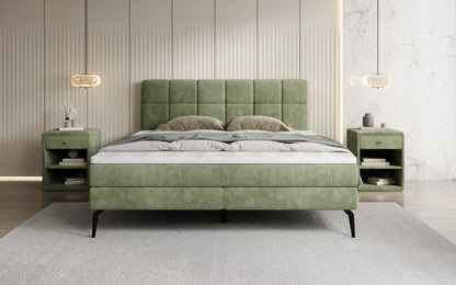 Luxusbetten24 Vera Boxspringbett Cord Design mit hohen Füßen