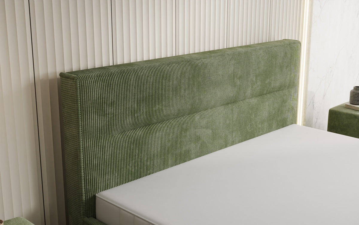 Designer Polsterbett Merry in Cord mit Stauraum
