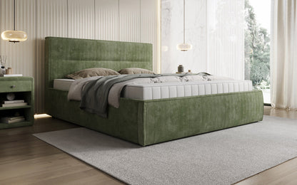 Designer Polsterbett Merry in Cord mit Stauraum