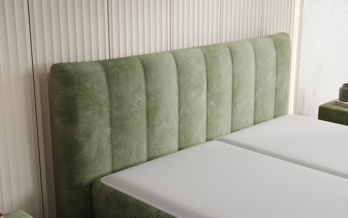 Luxusbetten24 Ines Boxspringbett Cord mit Stauraum 140‑200 cm Größe