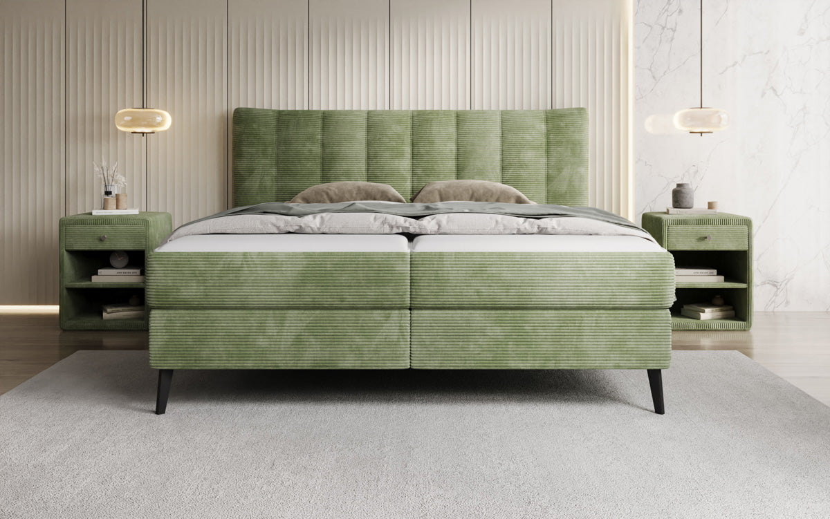 Luxusbetten24 Ines Boxspringbett Cord mit Stauraum 140‑200 cm Größe