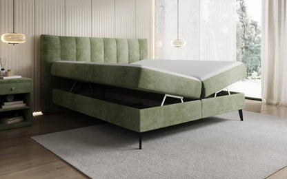 Luxusbetten24 Ines Boxspringbett Cord mit Stauraum 140‑200 cm Größe