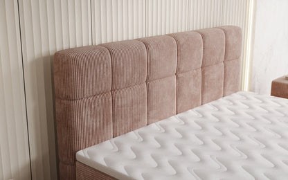 Luxusbetten24 Vera Boxspringbett Cord Design mit hohen Füßen