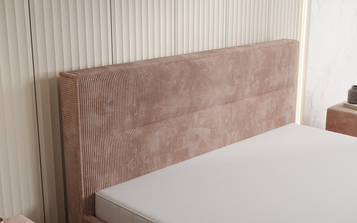 Designer Polsterbett Merry in Cord mit Stauraum