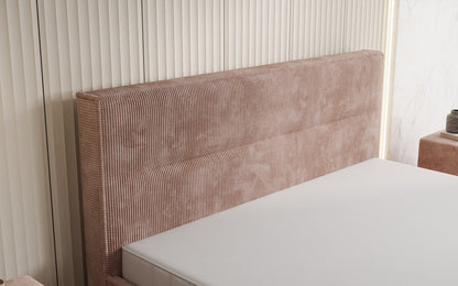 Designer Polsterbett Merry in Cord mit Stauraum