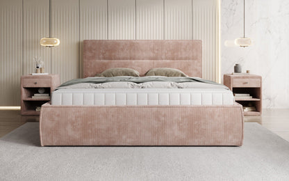 Designer Polsterbett Merry in Cord mit Stauraum